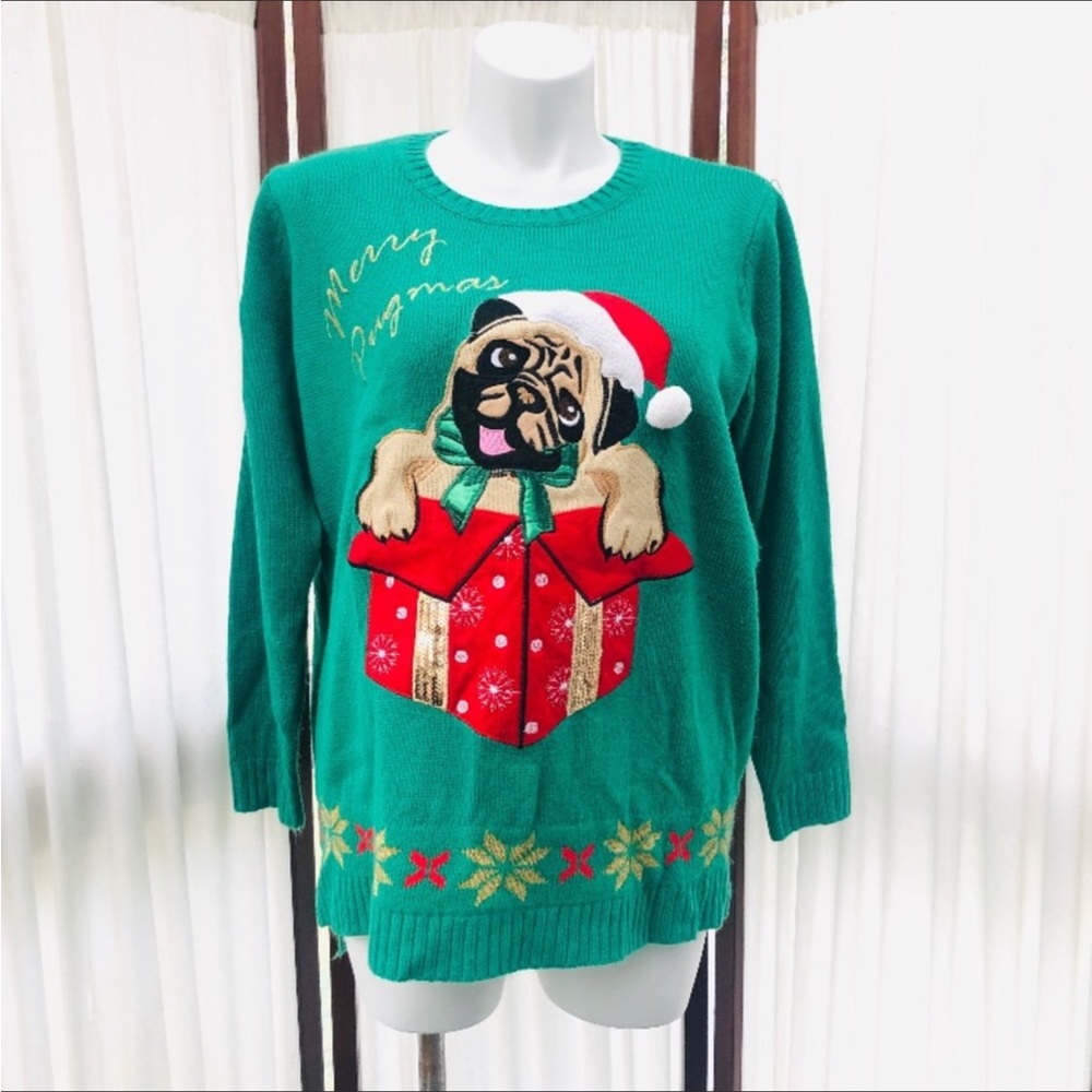 Ugly Christmas Pug Dog Sweater